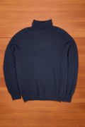 Navy Roll Neck Lambswool Jumper