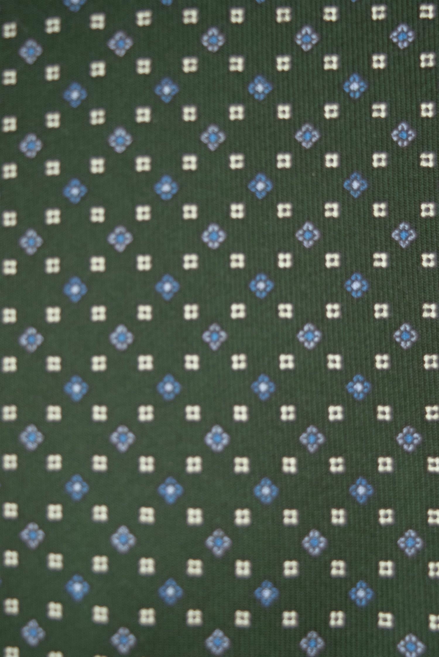Green small flowers 3-Fold Silk Tie
