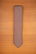 Green and red flower pattern 3-Fold Silk Tie