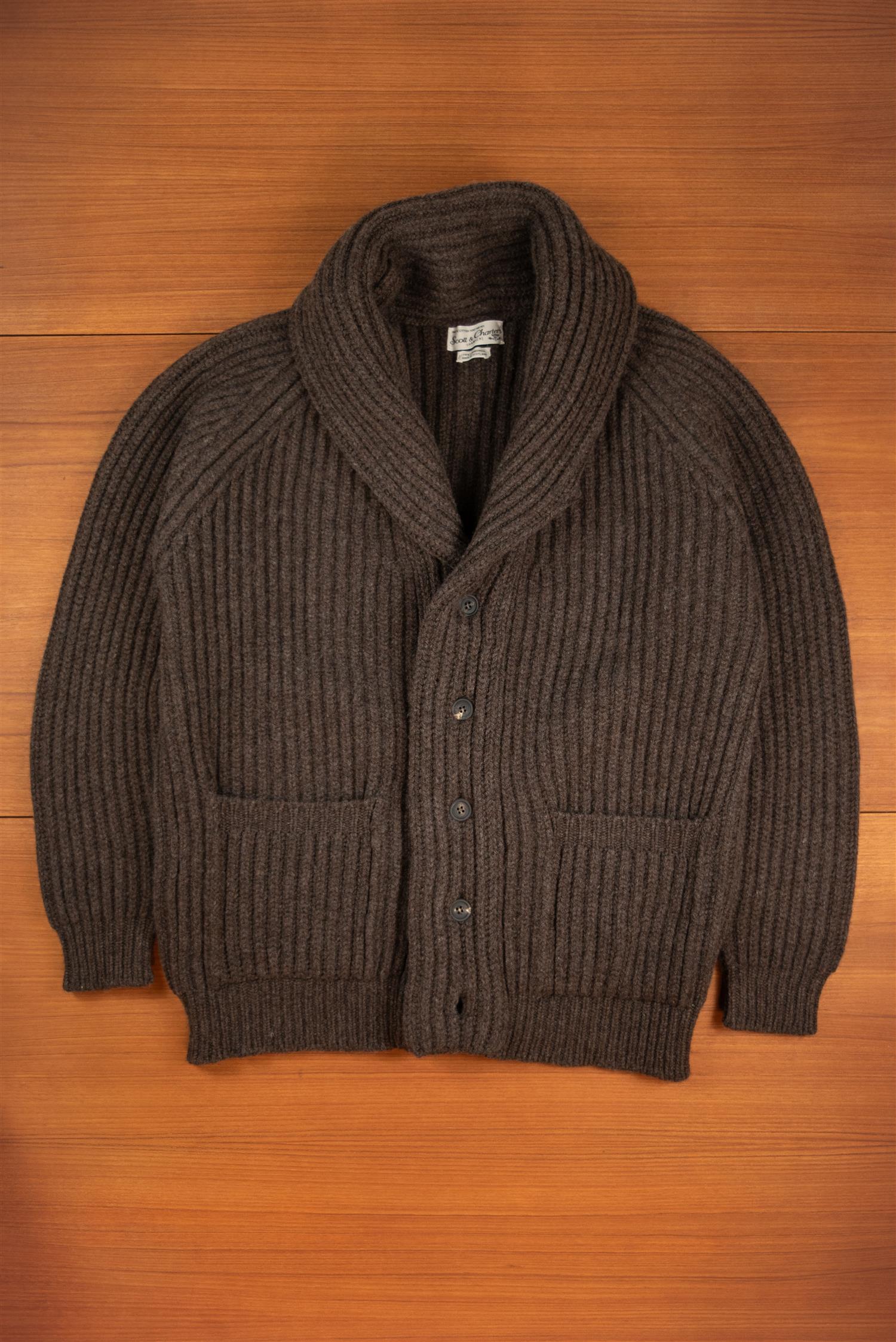 Cacao Lambswool Shawl Cardigan