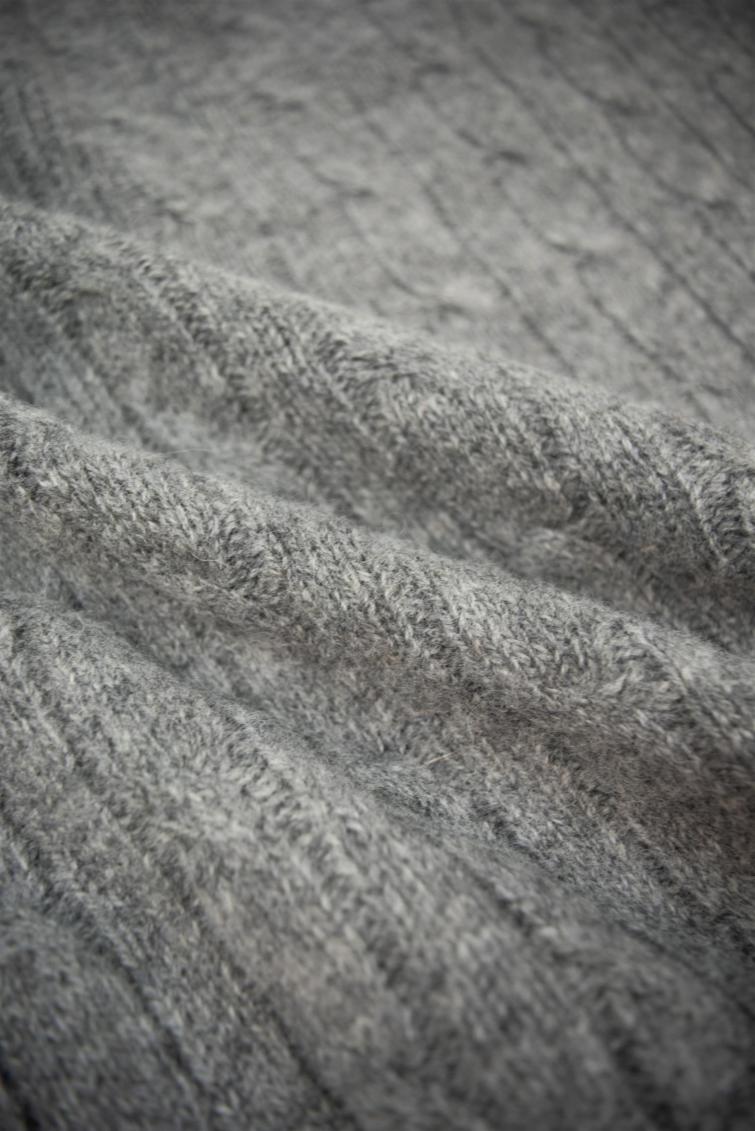 Mid Grey Cable Knit Shetland Wool Jumper