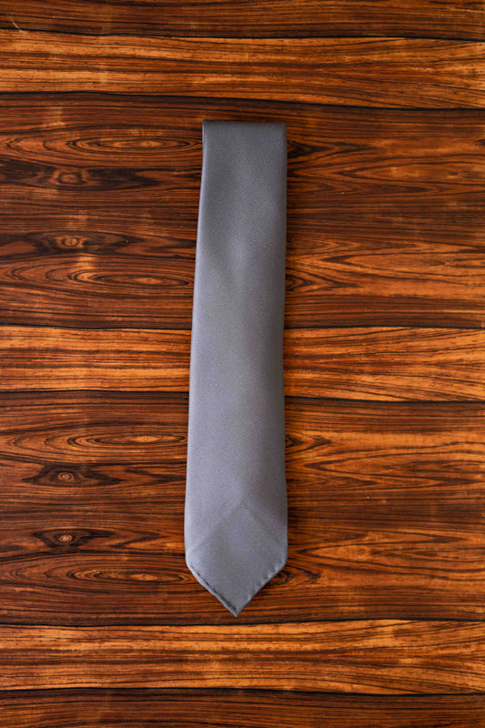 Slate Grey Twill Silk Plain Tie