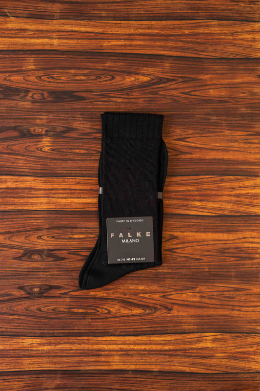 Black Falke Milano Cotton Kneehigh Socks