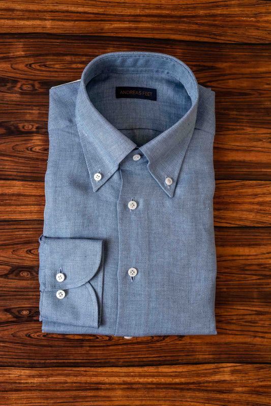 Light Blue Herringbone Linen Modern Fit Shirt