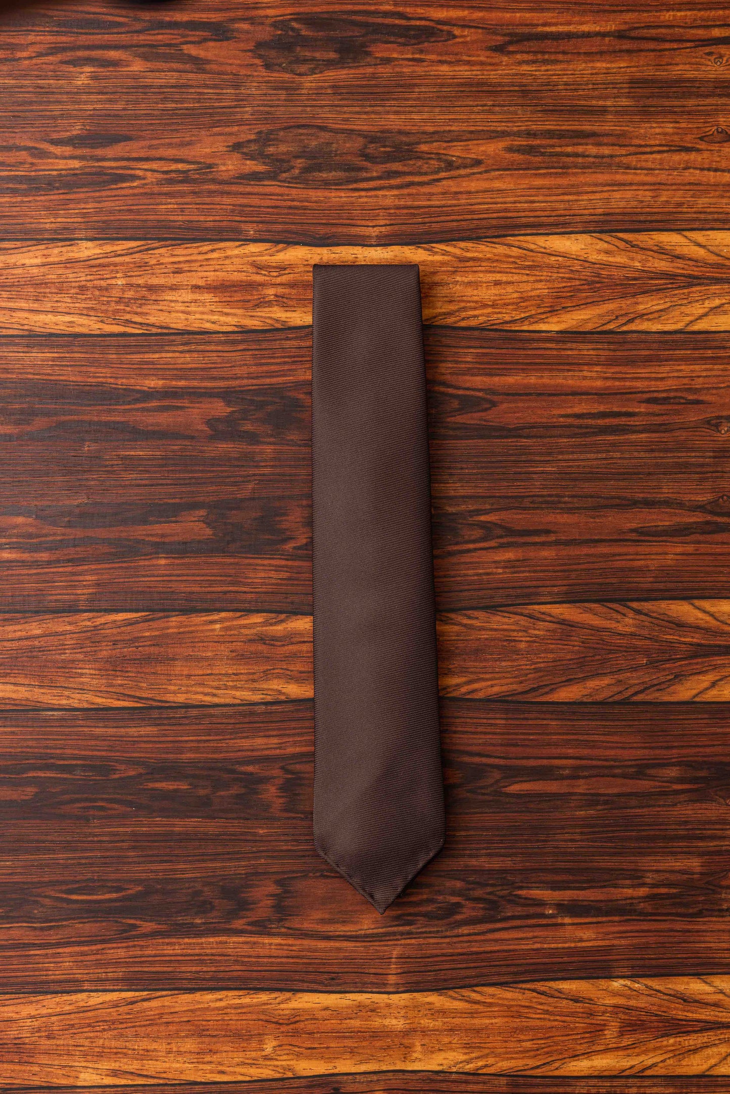 Brown Twill Silk Plain Tie